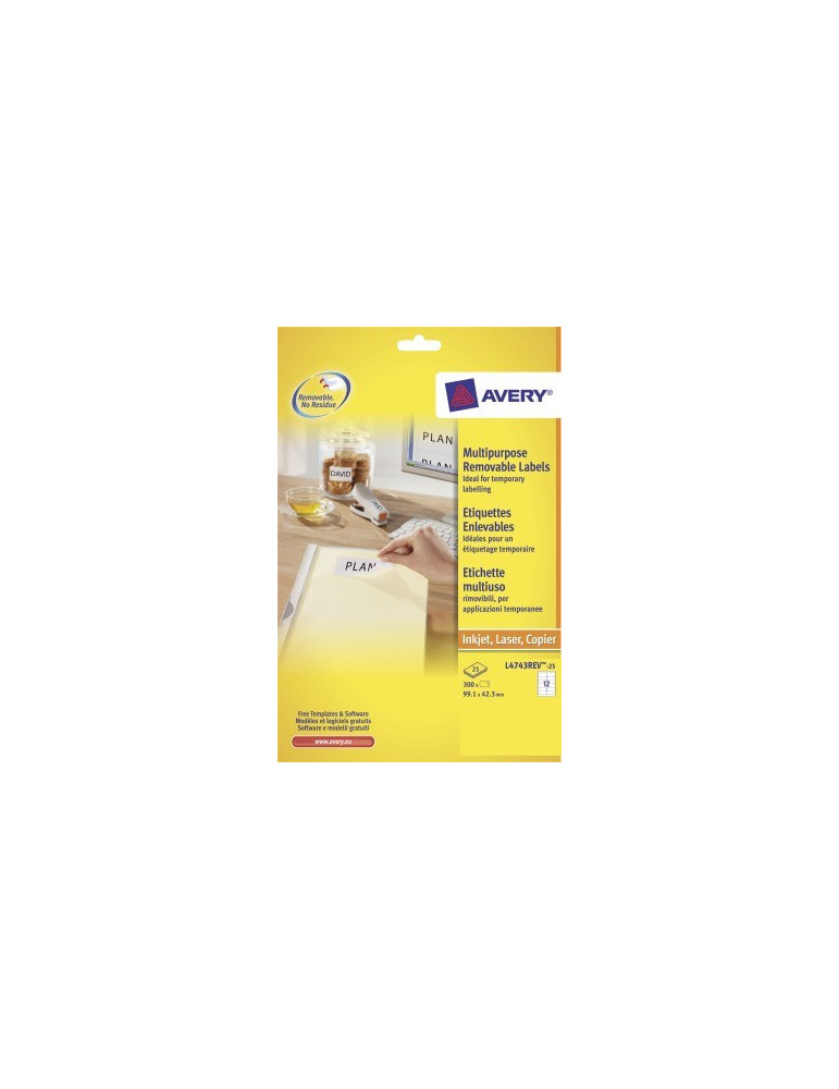 etiket Avery ILK 99,1x42,3mm wit NP 25 vel 12 etiketten per vel