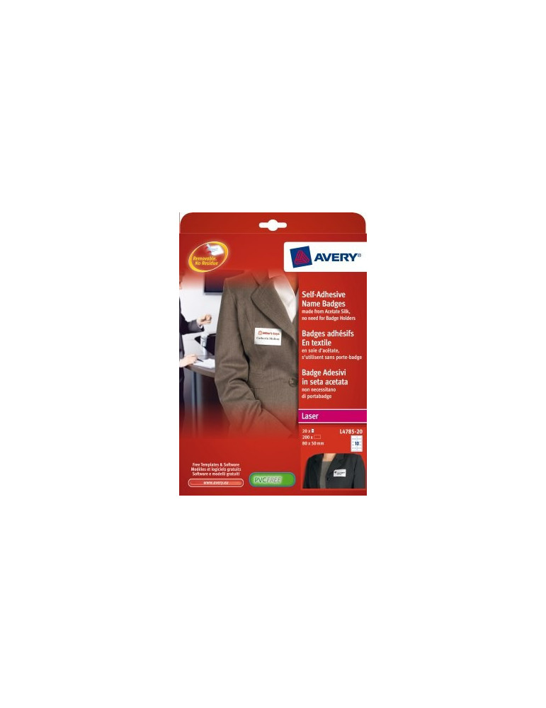 badge etiket Avery 50x80mm NP 20 vel 10 etiketten per vel wit