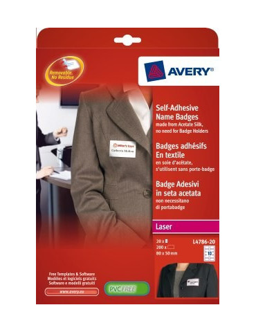 *Badge etiket Avery 80x50mm wit, rood kader NP doos 20 vel 10 etikette