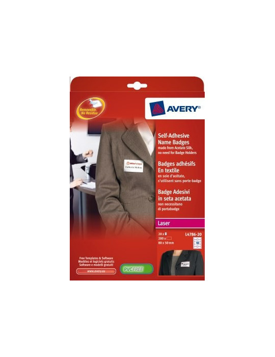 *Badge etiket Avery 80x50mm wit, rood kader NP doos 20 vel 10 etikette