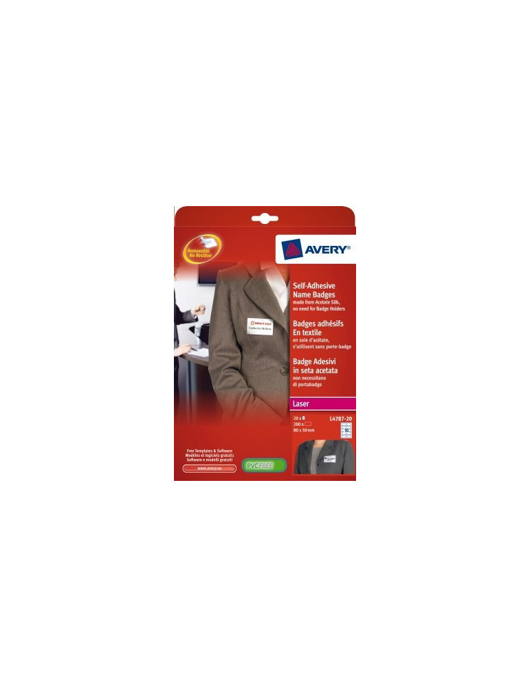 badge etiket Avery 50x80mm NP 20 vel 10 etiketten per vel wit/blauw