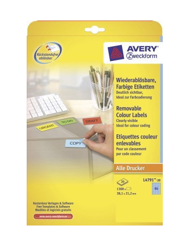 Mini étiquettes Avery laser 38,1x21,2mm bleu