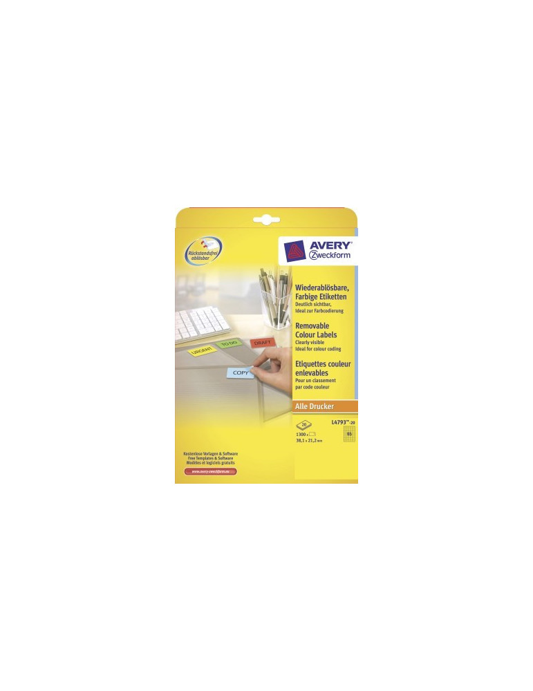 Mini étiquettes jaune laser 38,1x21,2mm