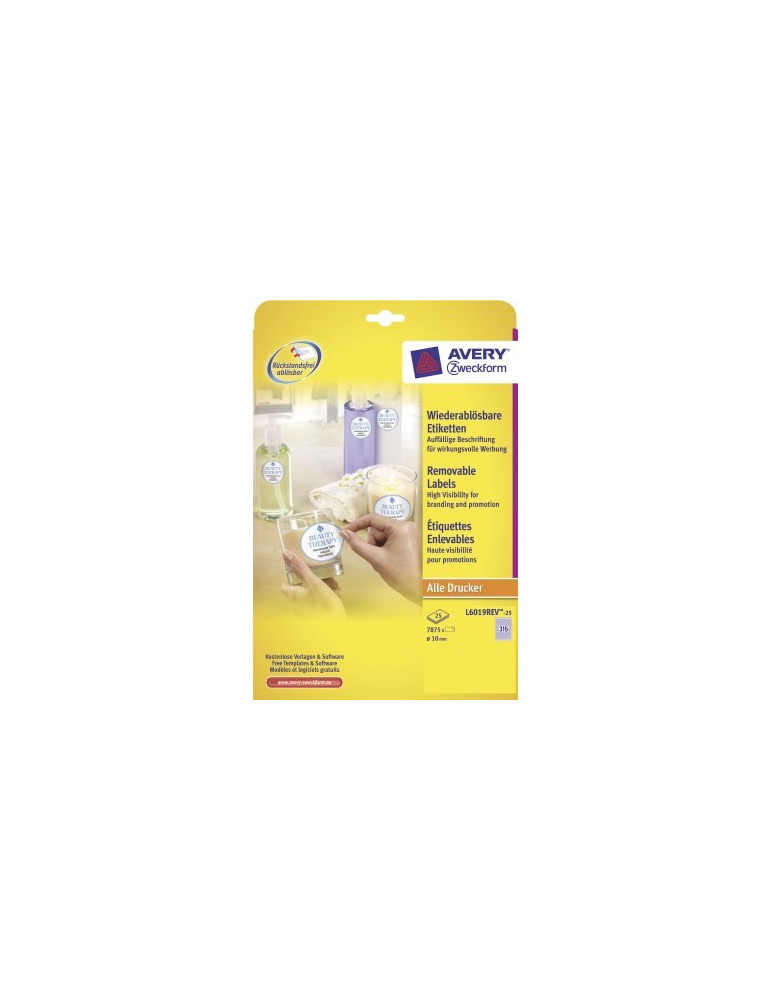 Etiket Avery ILK 10mm rond wit NP doos 25 vel 315 et. per vel