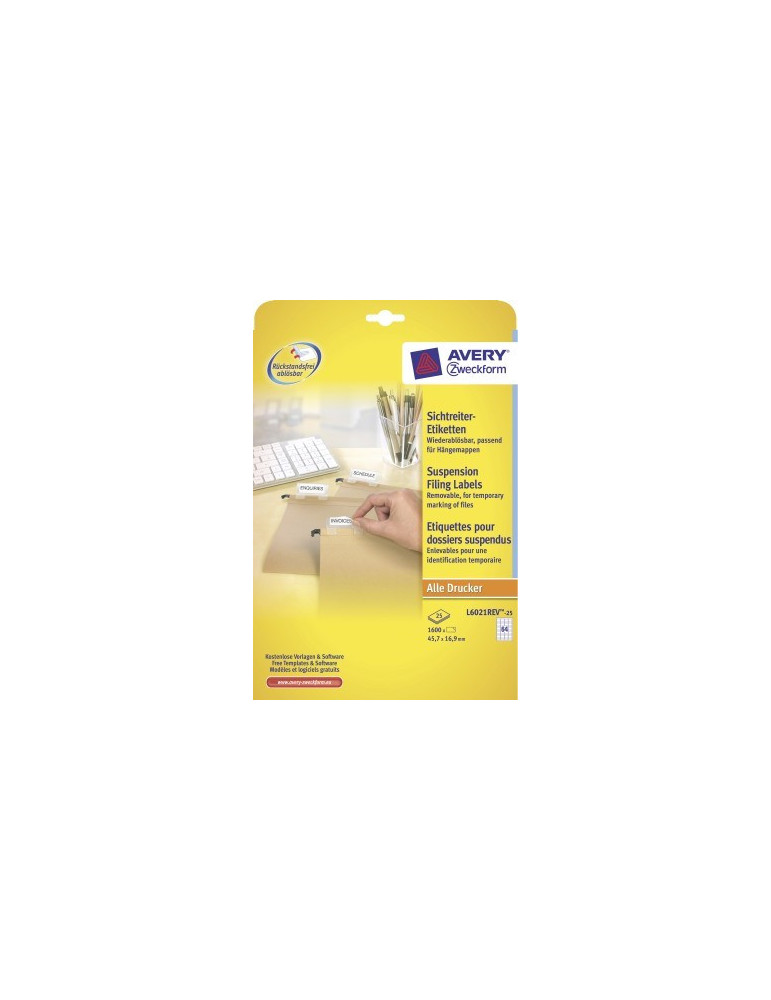 Etiquette Avery ILC 210x297mm blanche NP 25 feuilles 64 ét. par feuill