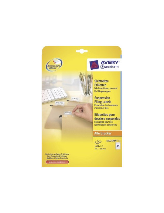 etiket Avery ILK 210x297mm NP 25 vel 1 etiketten per vel wit