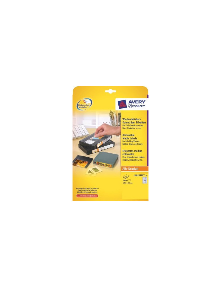 Etiket Avery ILK 63,5x8,5mm wit NP doos 25 vel 96 et. per vel