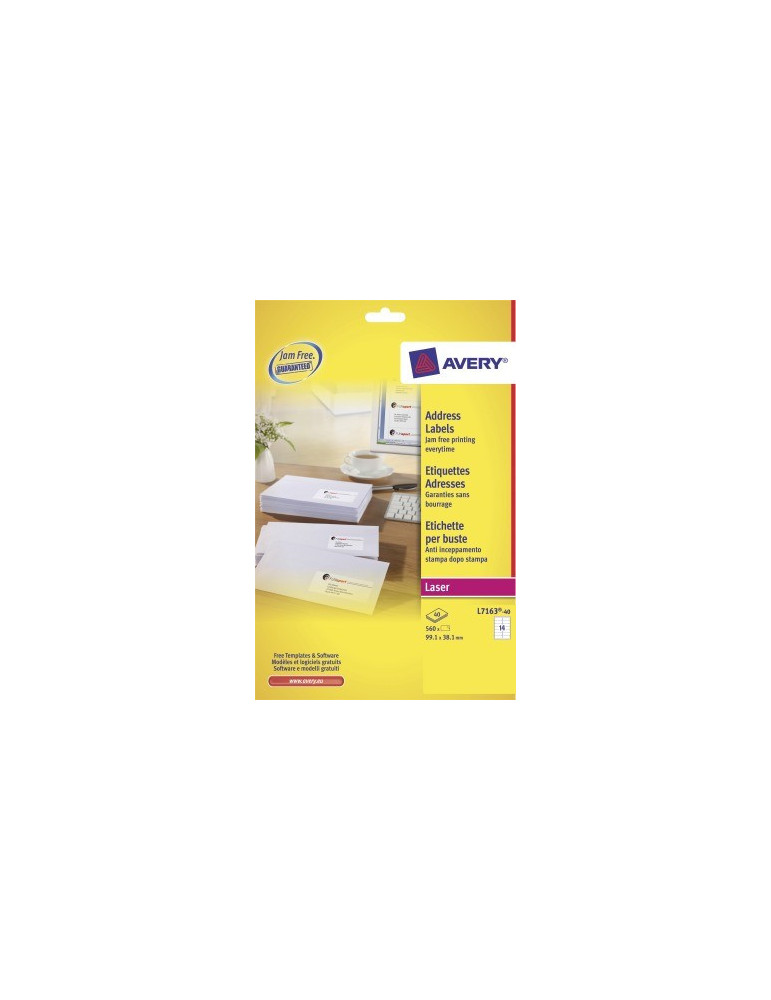Adresetiket Avery Quick-Peel 99,1x38,1mm wit doos 40 vel 14 etiketten
