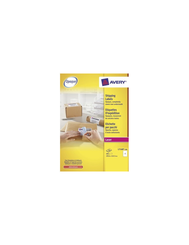 Verzendetiket Avery Quick-Peel 199,6x143,5mm wit doos 100 vel 2 etiket