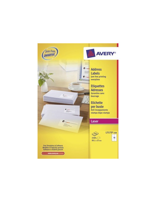 *Adresetiket Avery Quick-Peel 99,1x57mm wit doos 250 vel 10 etiketten