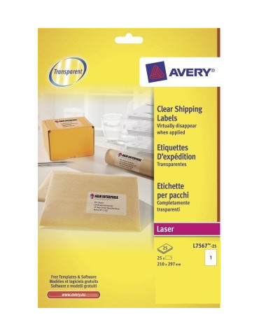 Etiquettes adresses transpa- rentes laser, 210 x 297 mm