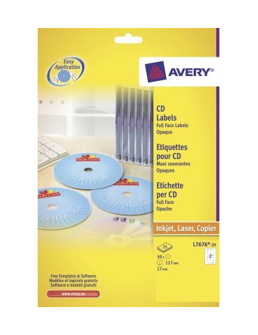 Etiquettes CD Avery maxi couvrantes 117mm 25 flles