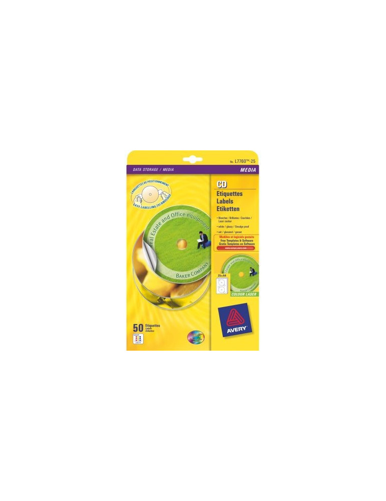 CD etiket Avery 117mm fullsize wit 25 vel 2 etiketten per vel
