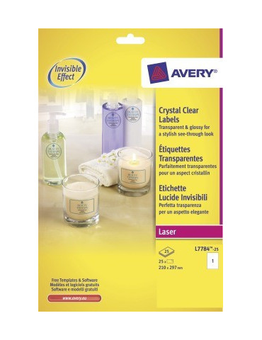 Etiquettes transparentes brillantes 210x297mm