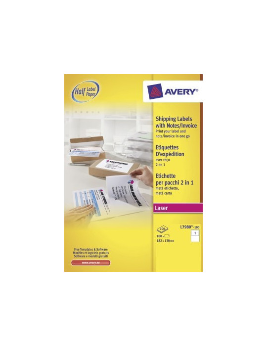 Etiquettes intégrées Avery Stick&Go 120x164mm 100 feuille