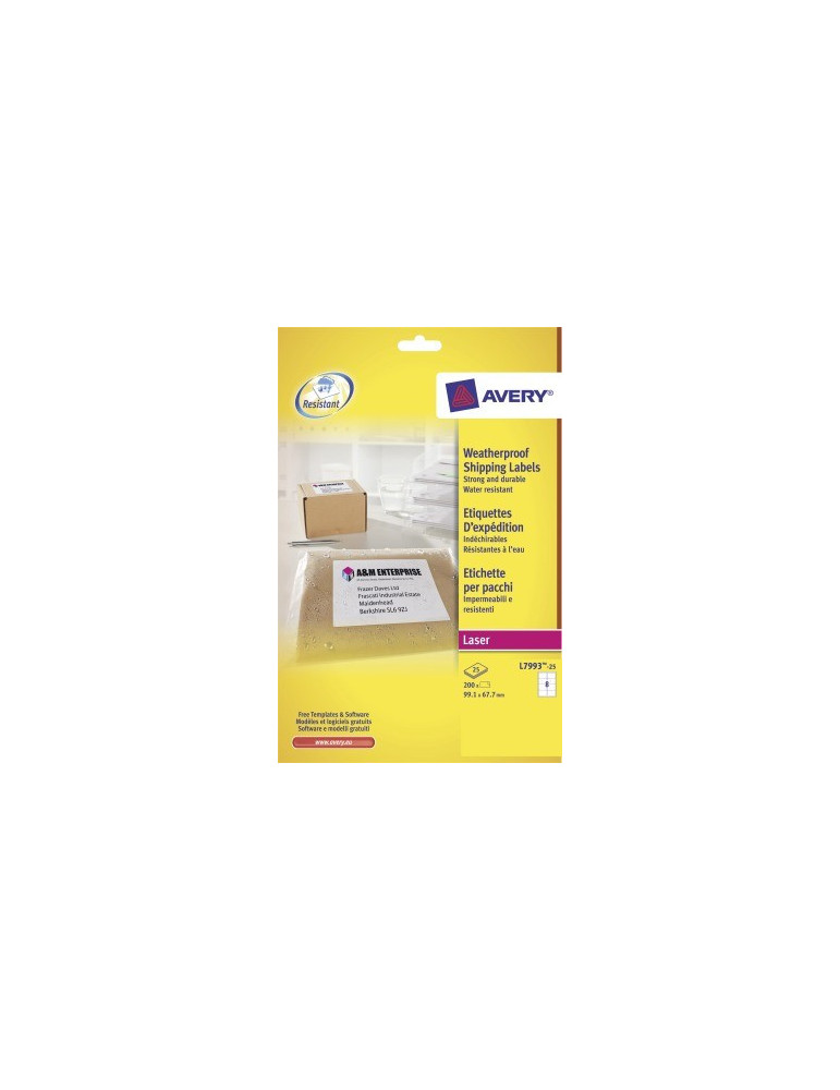 etiket Avery 99,1x67,7mmt 25 vel 8 etiketten per vel wit