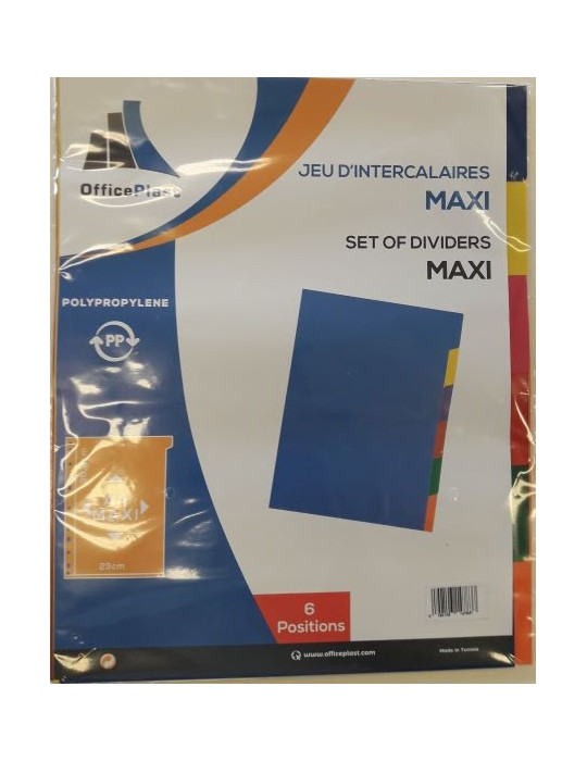 JEUX DE 6 INTERCALAIRES A4+  EN PP