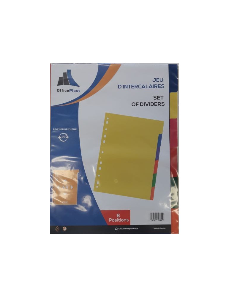 JEUX DE 6 INTERCALAIRES  A4 EN PP