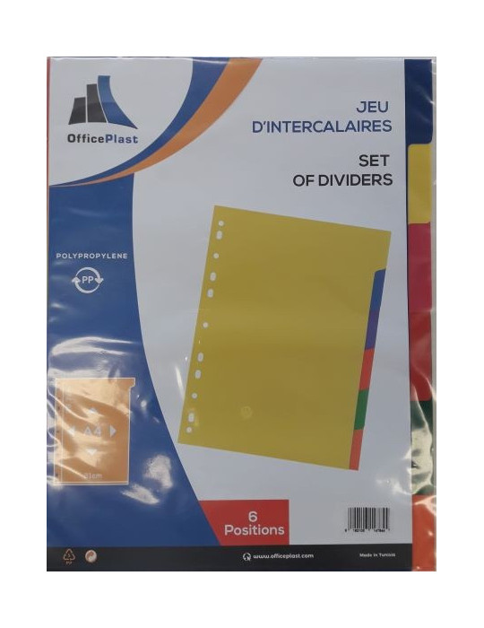 JEUX DE 6 INTERCALAIRES  A4 EN PP