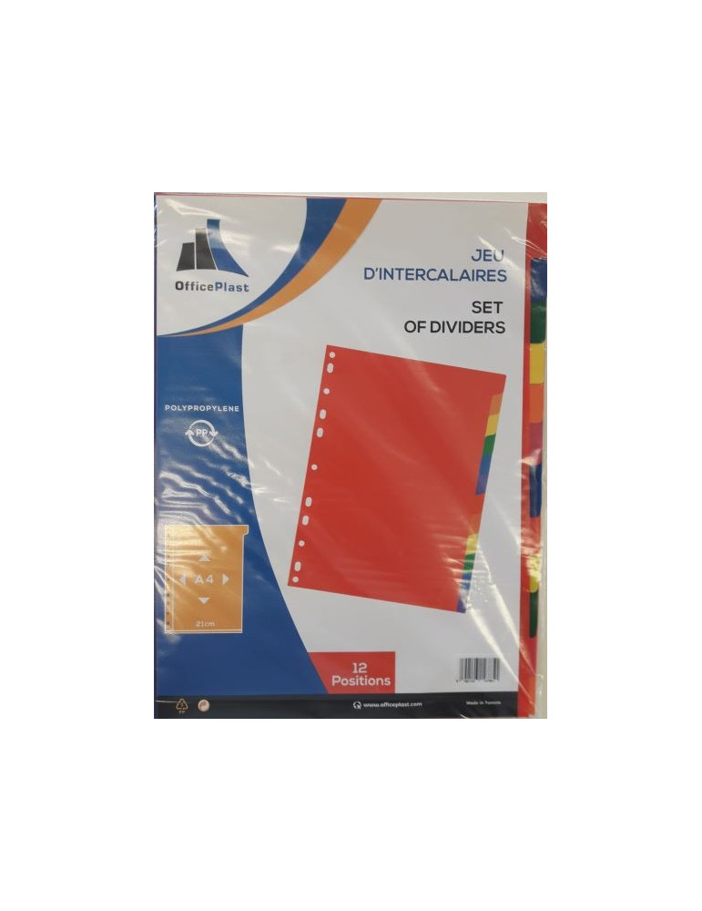 JEUX DE 12 INTERCALAIRES  A4 EN PP