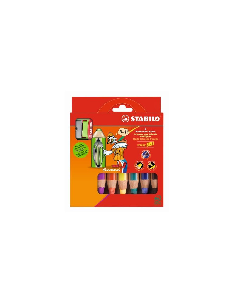 woody 3in1 cardboard wallet 6 pcs + sharpener