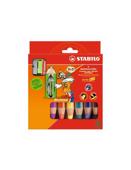 woody 3in1 cardboard wallet 6 pcs + sharpener