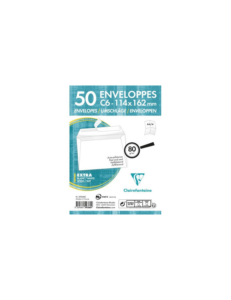 50 ENV ADH 114X162 80G SS CELLO/BOX