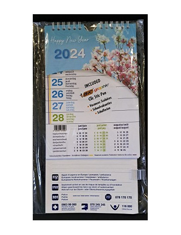 CALENDRIER semainier 13X21 memo +vac scolaires+ bic.