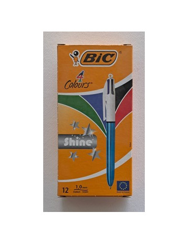 Box 12 BIC® 4 Colours® Shine Blue  : assortie