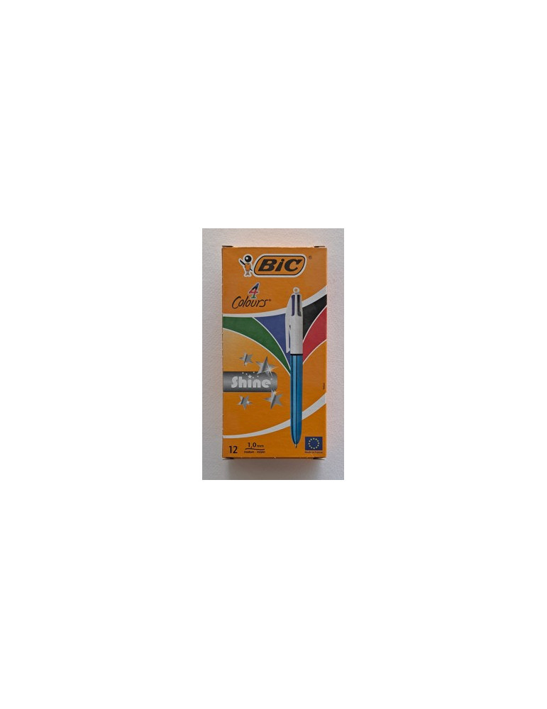 Box 12 BIC® 4 Colours® Shine Blue  : assortie