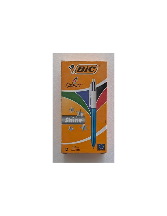 Box 12 BIC® 4 Colours® Shine Blue  : assortie