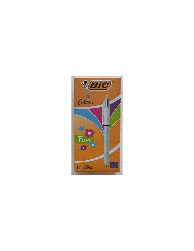 Box 12 BIC® 4 Colours Fashion light blue barrel : assortie