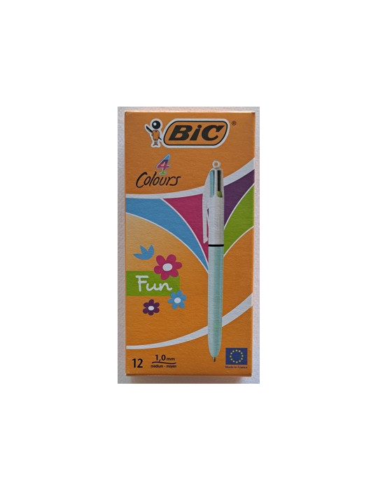Box 12 BIC® 4 Colours Fashion light blue barrel : assortie