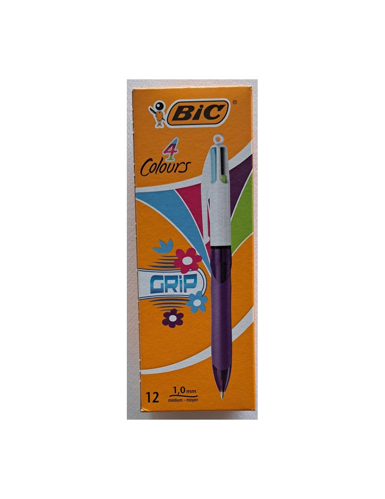 Box 12 BIC® 4 Colours Grip Fashion : assortie