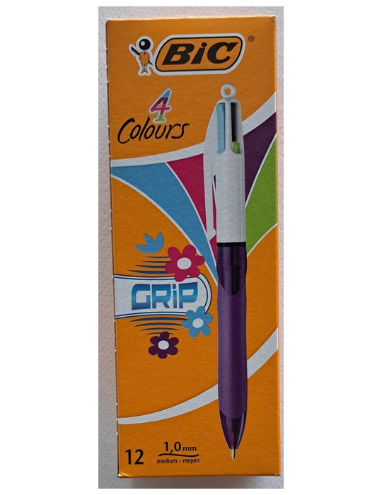 Box 12 BIC® 4 Colours Grip Fashion : assortie