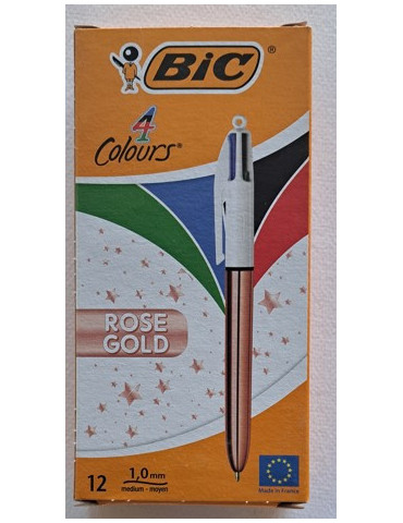 Box 12 BIC® 4 Colours® Rose Gold  : assortie
