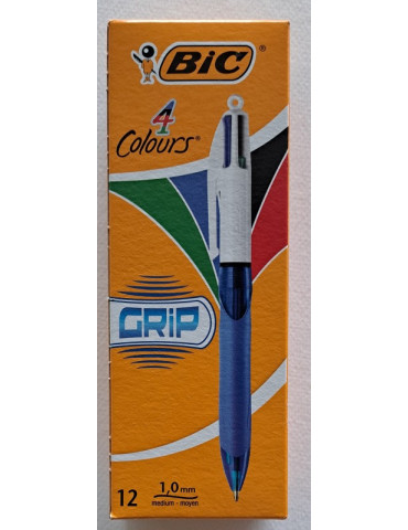 Box 12 BIC® 4 Colours® Grip Medium : assortie
