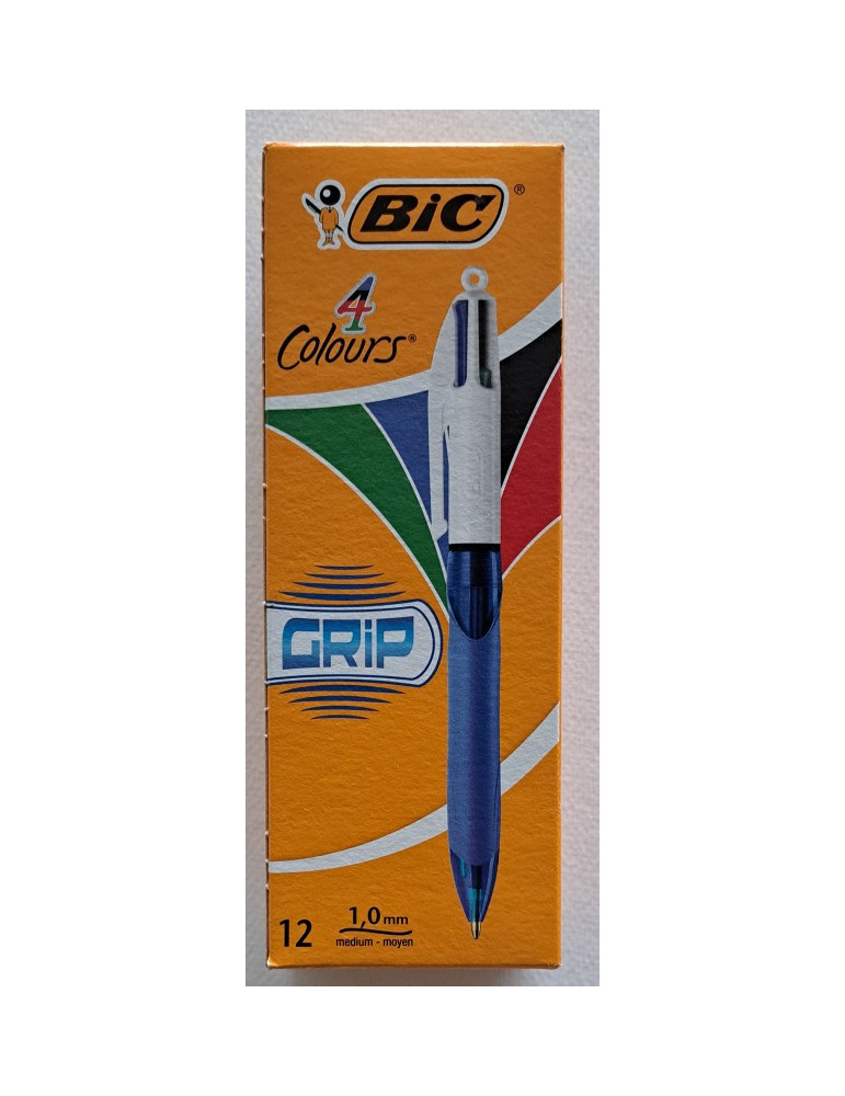 Box 12 BIC® 4 Colours® Grip Medium : assortie
