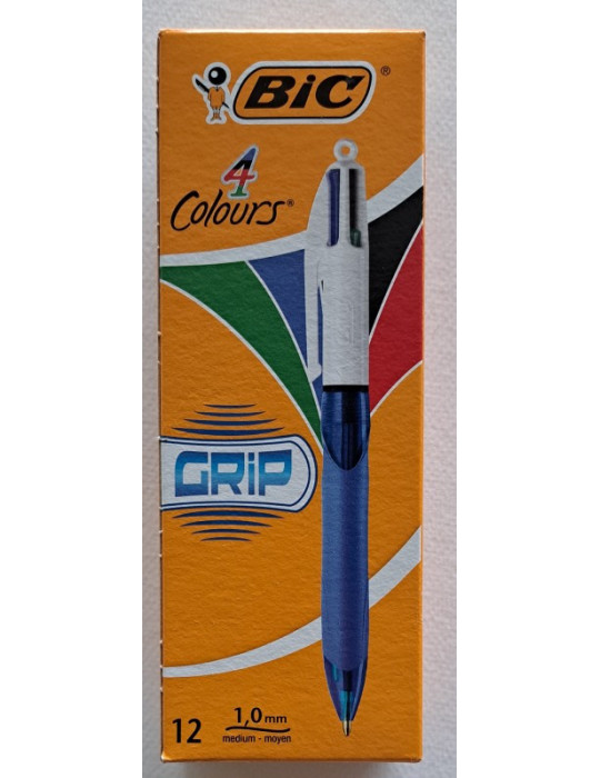 Box 12 BIC® 4 Colours® Grip Medium : assortie