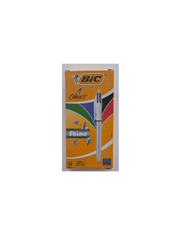 Box 12 BIC® 4 Colours® Shine Silver  : assortie