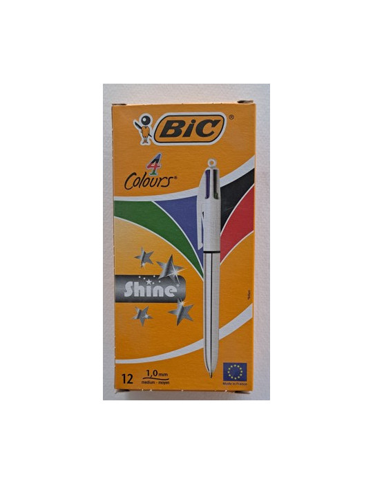 Box 12 BIC® 4 Colours® Shine Silver  : assortie
