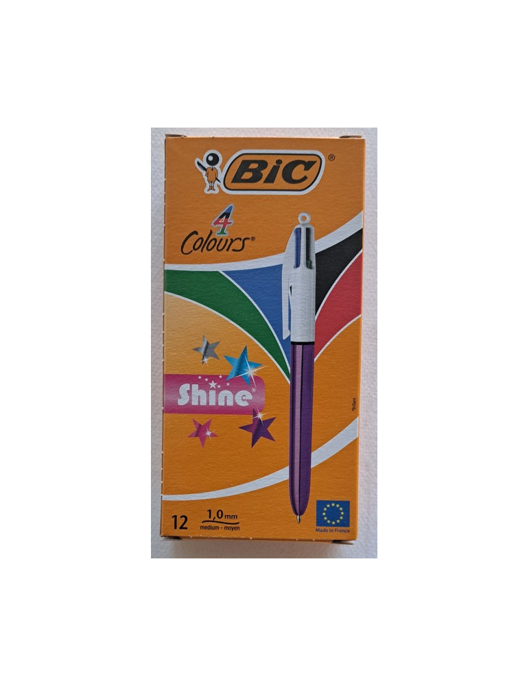 Box 12 BIC® 4 Colours® Shine Purple  : assortie