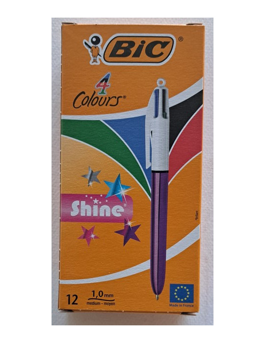 Box 12 BIC® 4 Colours® Shine Purple  : assortie