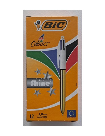 Box 12 BIC® 4 Colours® Shine Gold : assortie
