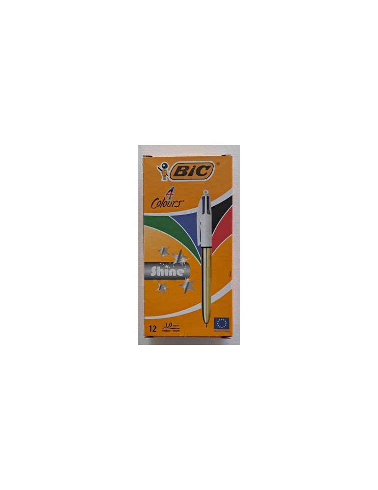 Box 12 BIC® 4 Colours® Shine Gold : assortie