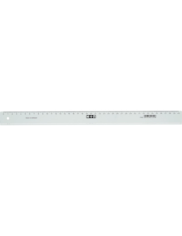 M+R Lineaal in plast.transp.met schaalindeling