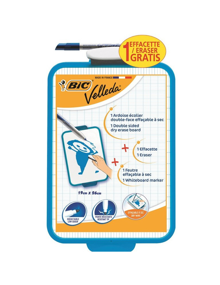 Pouch 1 BIC® 19 x 26 cm Double Face/Dubbelzijdig Bord + 1 feutre/stift