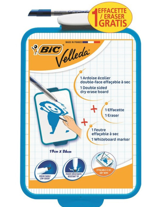 Pouch 1 BIC® 19 x 26 cm Double Face/Dubbelzijdig Bord + 1 feutre/stift
