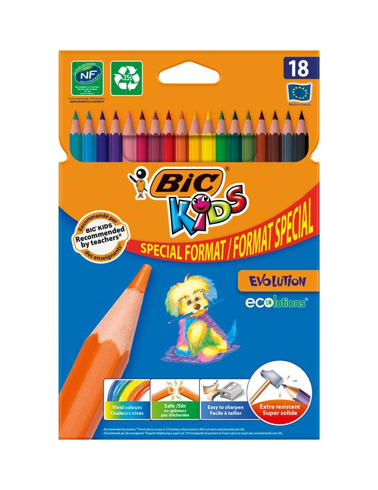 Etui 18 BIC Kids Evolution Ecolutions : assortie - SPECIAL FORMAT