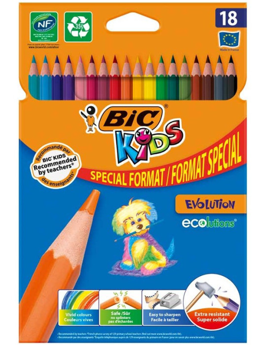 Etui 18 BIC Kids Evolution Ecolutions : assortie - SPECIAL FORMAT